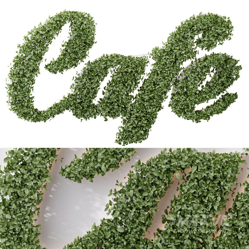 Artificial Office Wall Plants Letters Cafe - Image 1