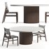 JENSEN LEATHER DINING CHAIR And PRE ORDER ARIA VITOLO PILLAR ROUND DINING TABLE - Thumbnail 2
