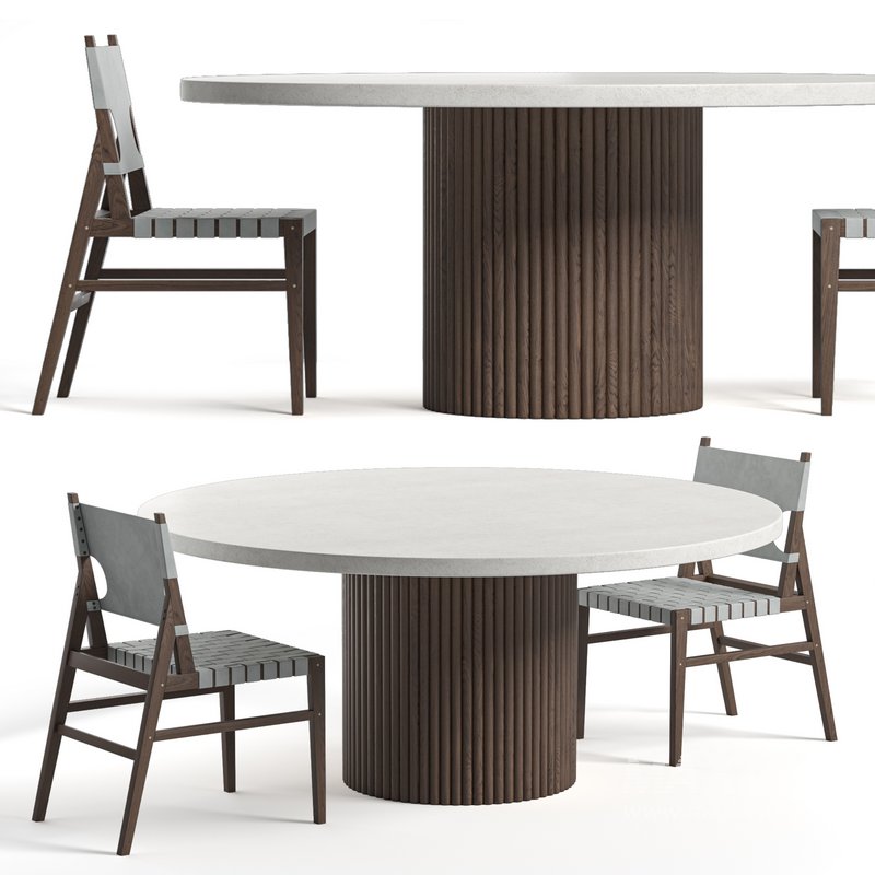 JENSEN LEATHER DINING CHAIR And PRE ORDER ARIA VITOLO PILLAR ROUND DINING TABLE - Image 2