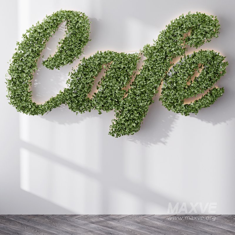 Artificial Office Wall Plants Letters Cafe - Image 2