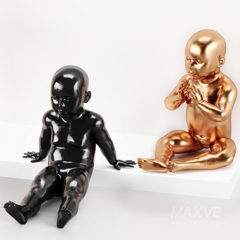 Black and Gold Baby Mannequin 4 pose Dive Gesture Pat a cake Relax - Image 4
