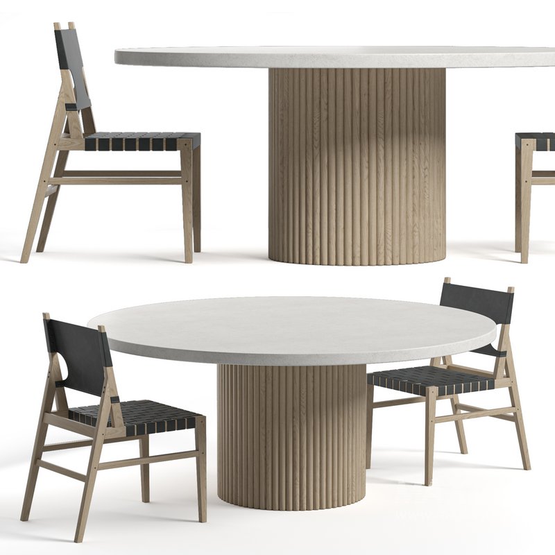 JENSEN LEATHER DINING CHAIR And PRE ORDER ARIA VITOLO PILLAR ROUND DINING TABLE - Image 3