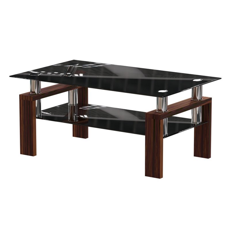 Glass Coffee Table with Lower Shelf - Image 1