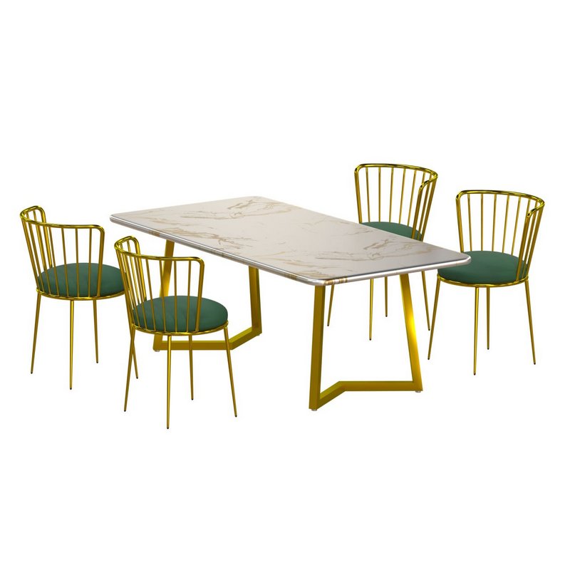 Marble,iron Marble Cafe Table and Chair - Image 1