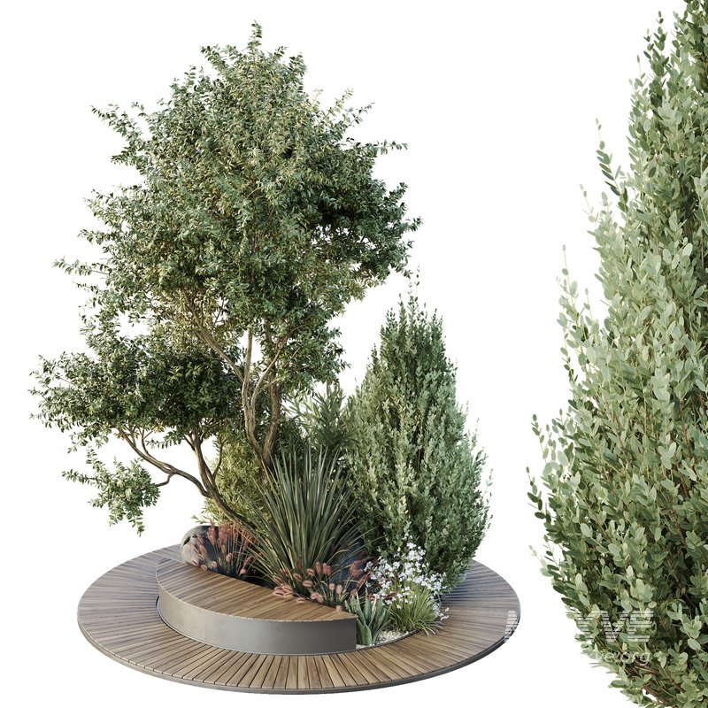 HQ Urban environment set of green plant benches 03 - Image 1