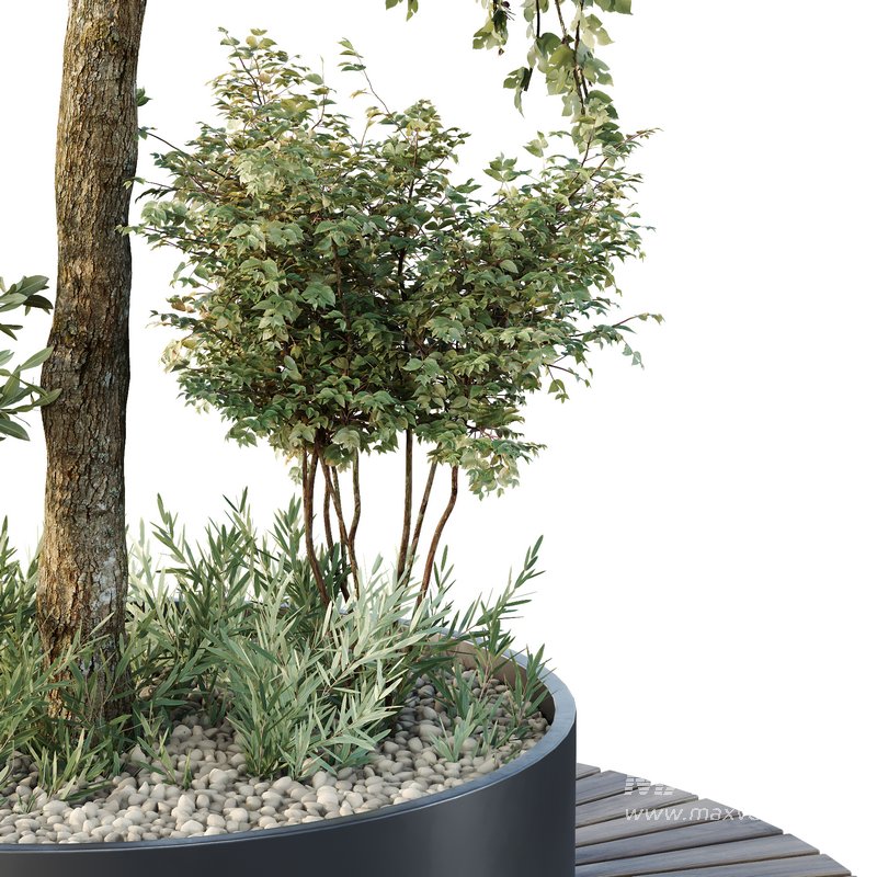 HQ Urban environment set of green plant benches 05 - Image 2