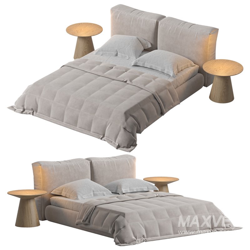 Amos Boucle White Contemporary Rectangular Head Board Bed - Image 3