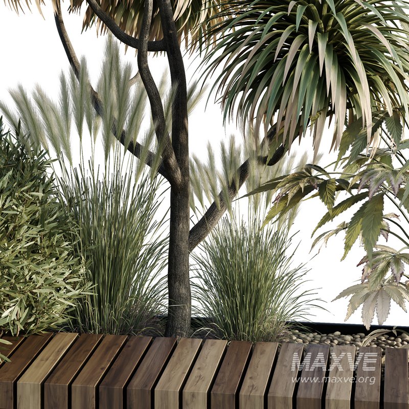 HQ Urban environment set of green plant benches 01 - Image 3