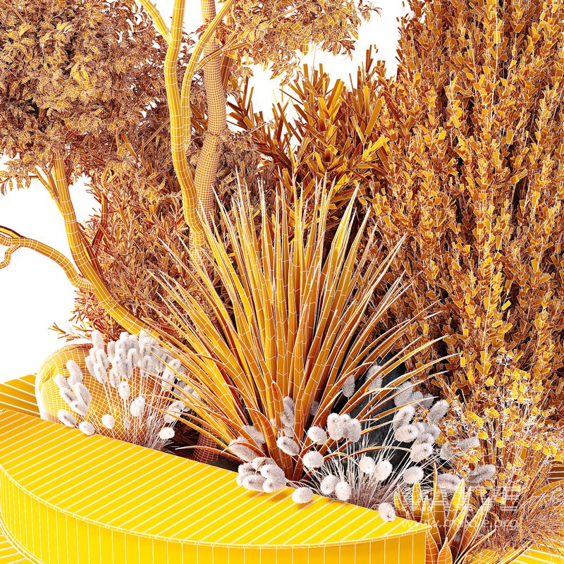 HQ Urban environment set of green plant benches 03 - Image 4