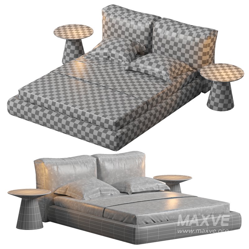 Amos Boucle White Contemporary Rectangular Head Board Bed - Image 4