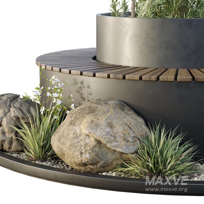 HQ Urban environment set of green plant benches 05 - Image 4