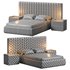 Walvia Gray Velvet Luxury Wide Headboard Bed - Thumbnail 4