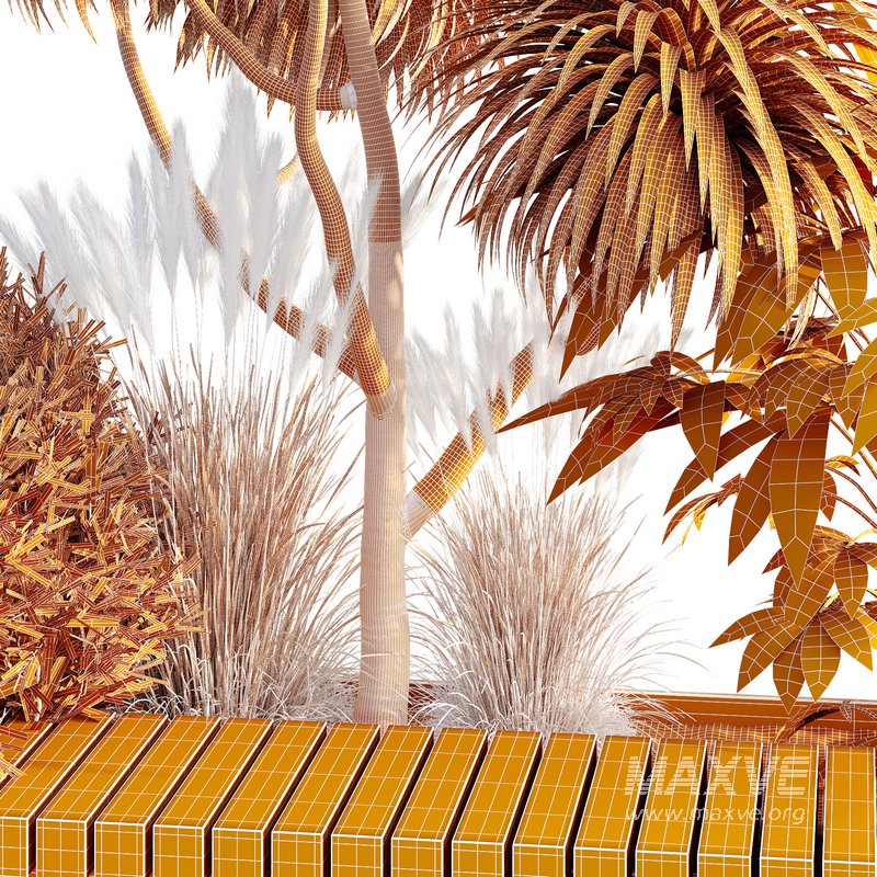 HQ Urban environment set of green plant benches 01 - Image 4