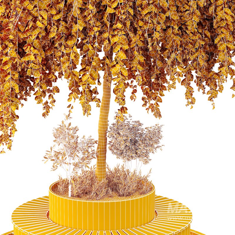 HQ Urban environment set of green plant benches 05 - Image 5