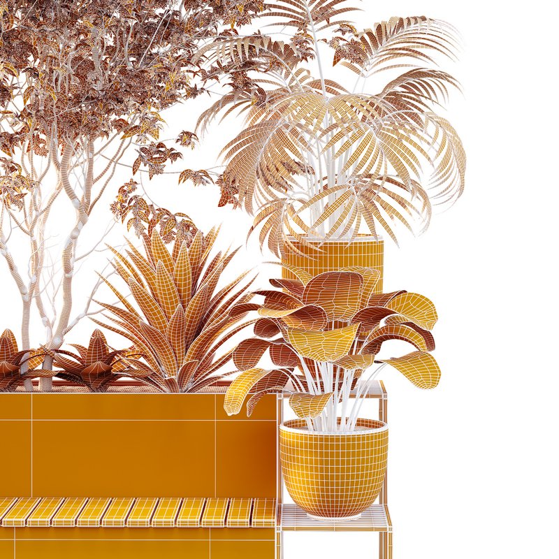 HQ Urban environment set of green plant benches 02 - Image 5