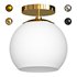 Wide Semi Flush Mount with Glass Shade in Brass White Milk - Thumbnail 2