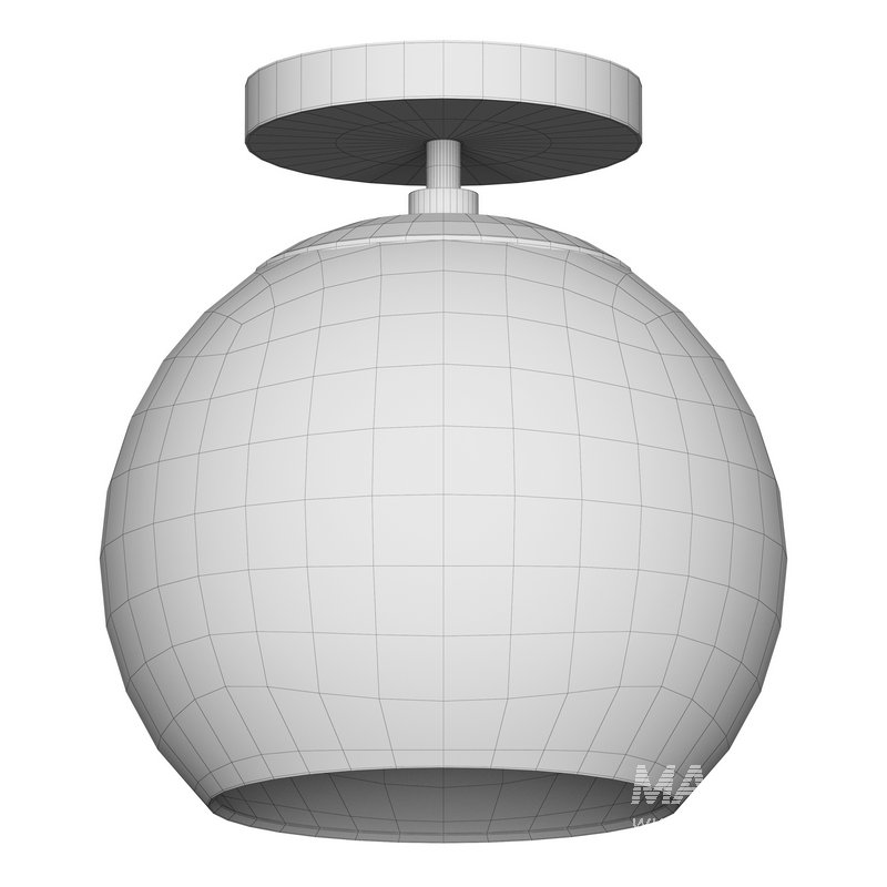 Wide Semi Flush Mount with Glass Shade in Brass White Milk - Image 5