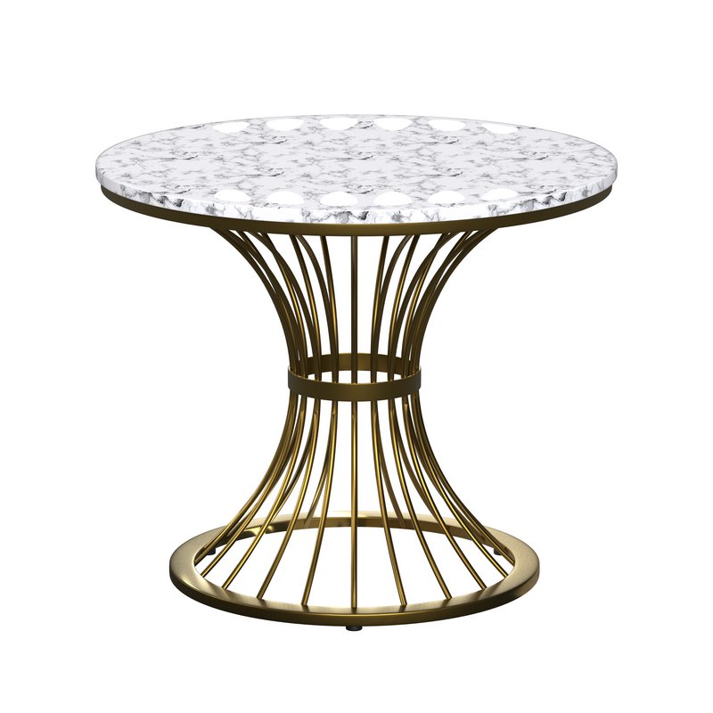 White Marble Top Gold Reception Table - Image 1
