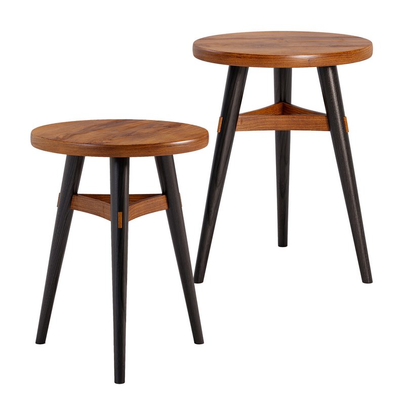 3 Leg Stool with Curved Stretchers – Chairs - Image 2