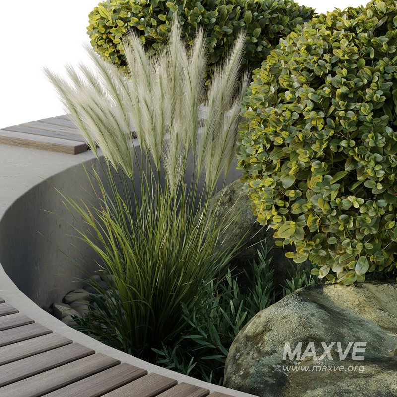 HQ Urban environment set of green plant benches 10 - Image 3