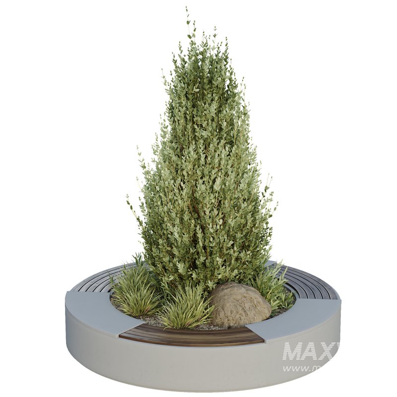 HQ Urban environment set of green plant benches 06 - Image 3