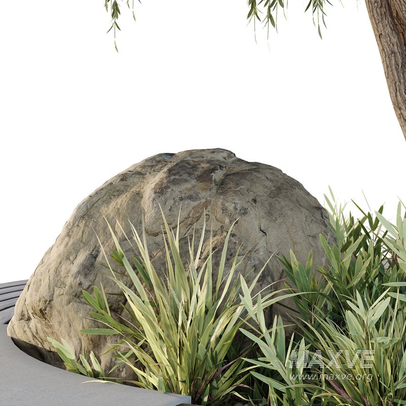 HQ Urban environment set of green plant benches 08 - Image 3