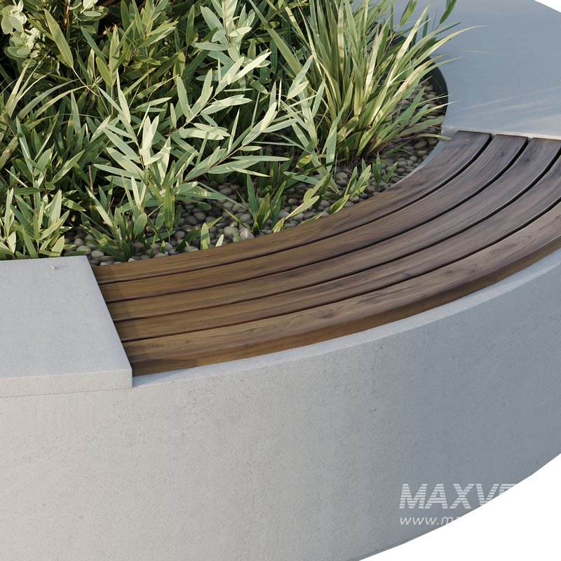 HQ Urban environment set of green plant benches 06 - Image 4