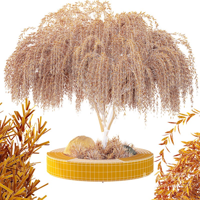 HQ Urban environment set of green plant benches 08 - Image 4