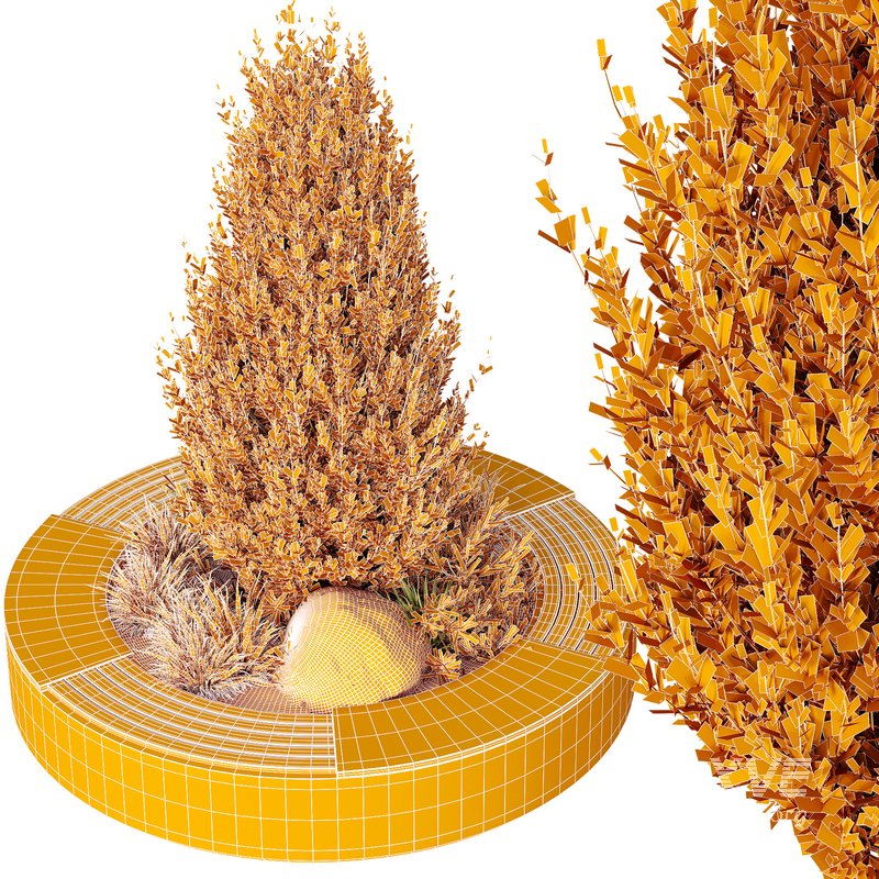 HQ Urban environment set of green plant benches 06 - Image 5