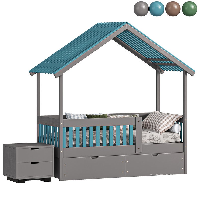 CHILDREN’S BED HOUSE FROM SOLID LILIBET WITH DRAWERS - Image 1