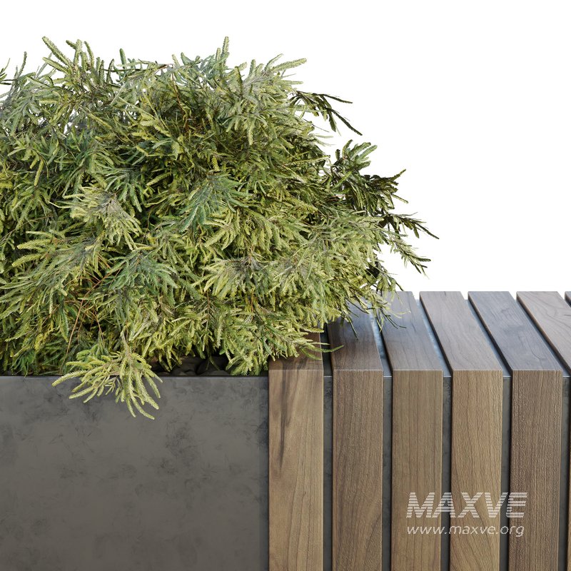 HQ Urban environment set of green plant benches 13 - Image 3