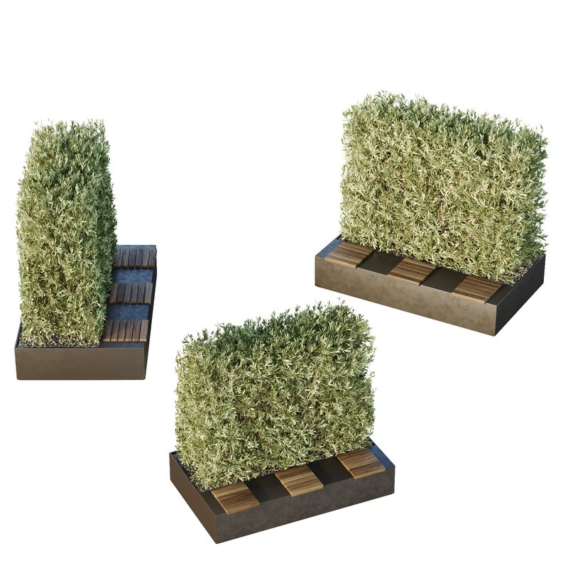 HQ Urban environment set of green plant benches 16 - Image 1