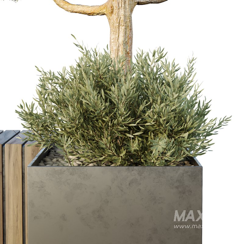 HQ Urban environment set of green plant benches 12 - Image 2