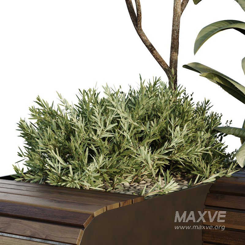 HQ Urban environment set of green plant benches 19 - Image 4