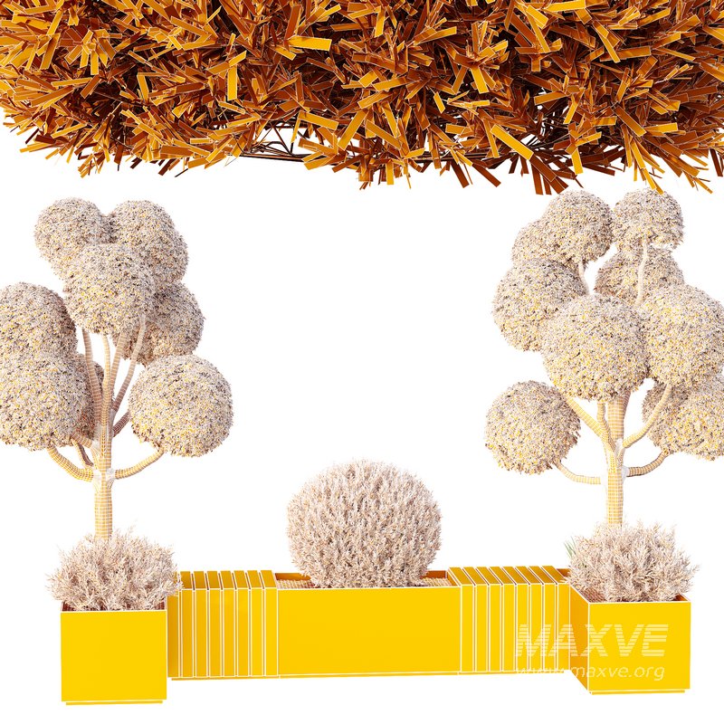 HQ Urban environment set of green plant benches 12 - Image 5