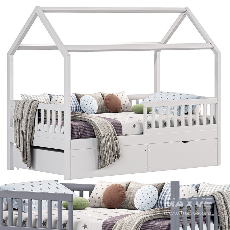 Solid wood childrens bed - Image 1