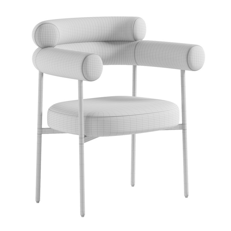 Meridian Furniture Blake Collection Modern | Contemporary Boucle Fabric Upholstered Dining Chair with Metal Frame - Image 3