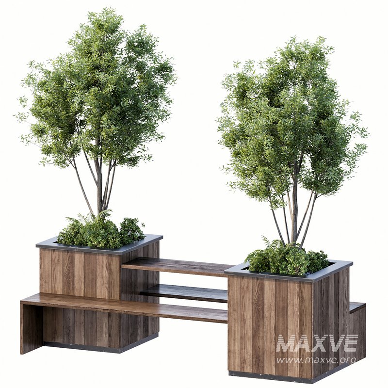 Bench with Plants – Urban Furniture 01 - Image 4