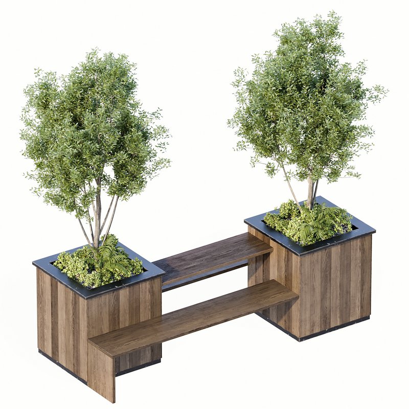 Bench with Plants – Urban Furniture 01 - Image 2