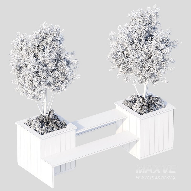 Bench with Plants – Urban Furniture 01 - Image 1