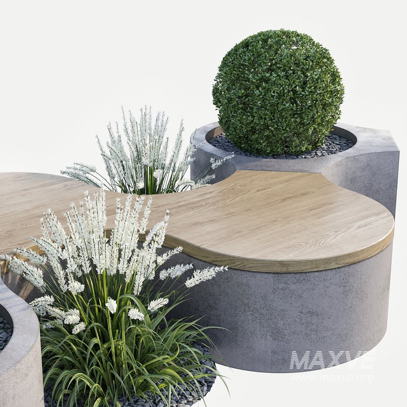 Bench with Plants – Urban Furniture 02 - Image 2