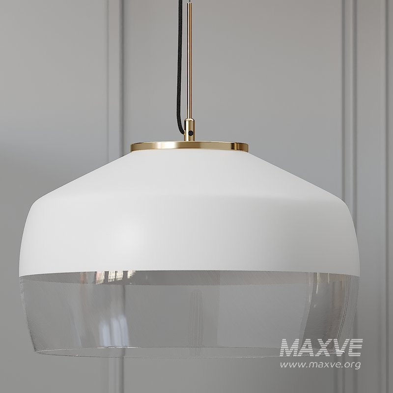 COX & COX Oversized Frosted Glass & Brass Pendant - Image 2