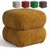 RUCHED DARK BEIGE VELVET POUF - Thumbnail 1