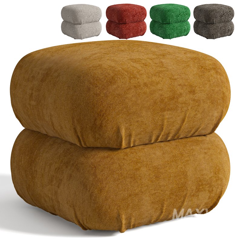 RUCHED DARK BEIGE VELVET POUF - Image 1