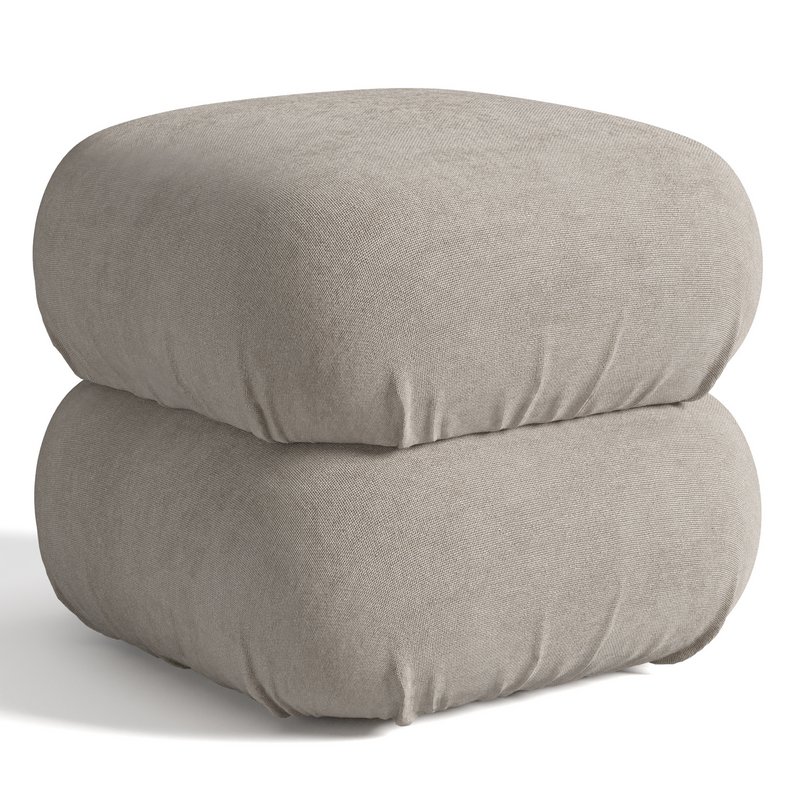 RUCHED DARK BEIGE VELVET POUF - Image 2