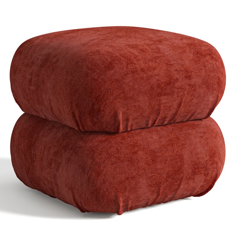 RUCHED DARK BEIGE VELVET POUF - Image 3