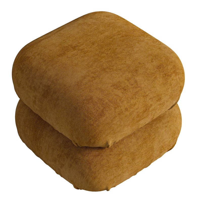 RUCHED DARK BEIGE VELVET POUF - Image 6