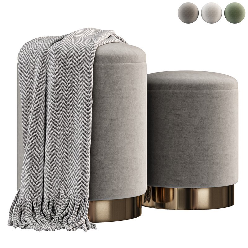 POLINA GREY SET2 STORAGE POUF - Image 1