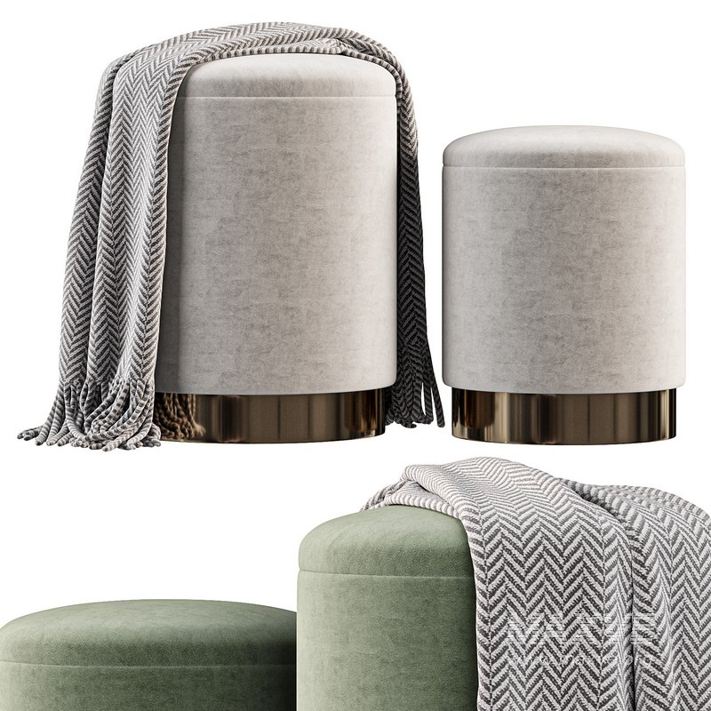 POLINA GREY SET2 STORAGE POUF - Image 2