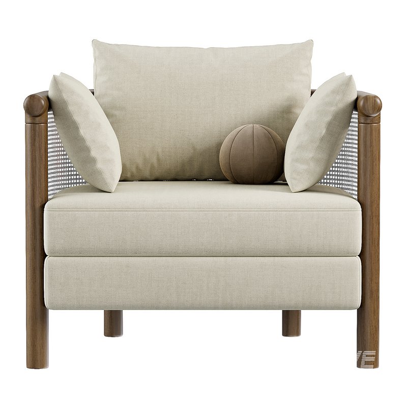 Sydney Cane Armchair Washed Linen Flax - Image 1